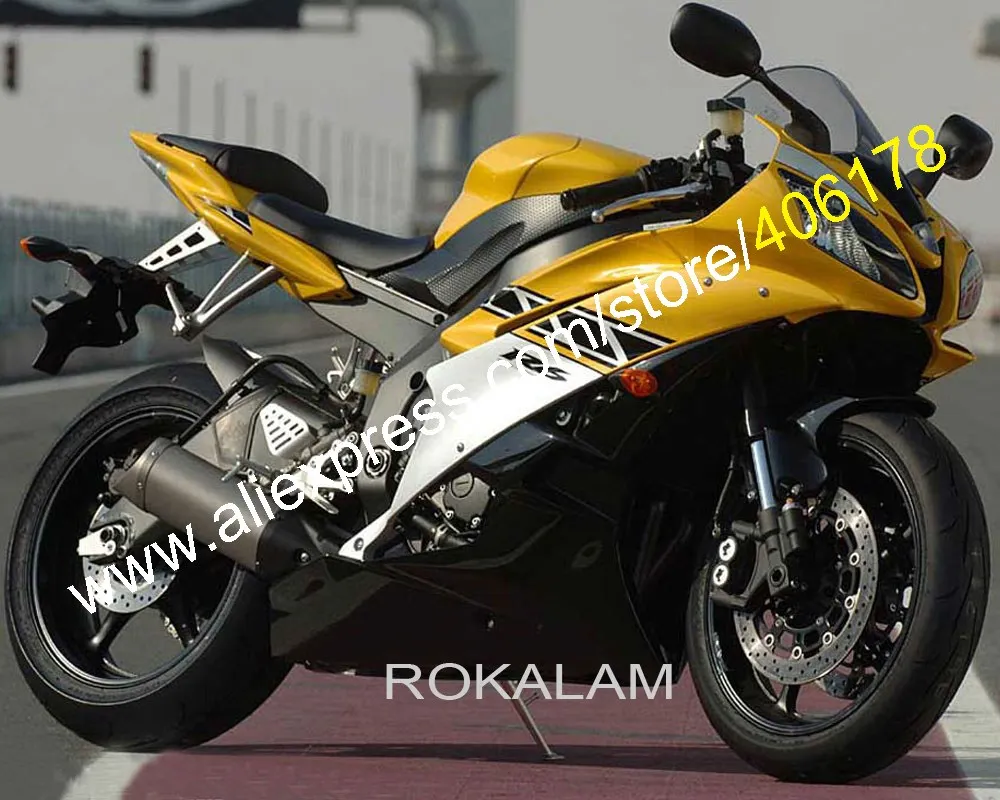 

For Yamaha 2006 2007 YZF-R6 06 07 YZFR6 YZF R6 YZFR600 Yellow Black Custom Fairing Sets (Injection Molding)