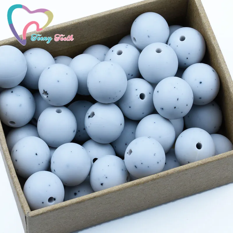 

100 PCS Glacier Gray Gritty Silicone Round 12-15 MM Beads BPA Free Silicone Teether Diy Teething Toy Baby Chewable Accessories