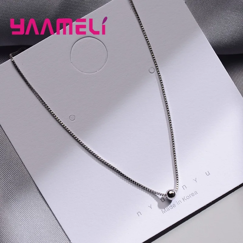 Simple 925 Sterling silver Bead Pendants Chain Pendant Necklace For Women Female Trendy Chokers Box Chains Birthday Day Gift