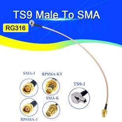 Javino SMA Female to TS9 Male Connector External Adapter Splitter Combiner RF Coaxial Pigtail Cable for 3G 4G antennas RG316