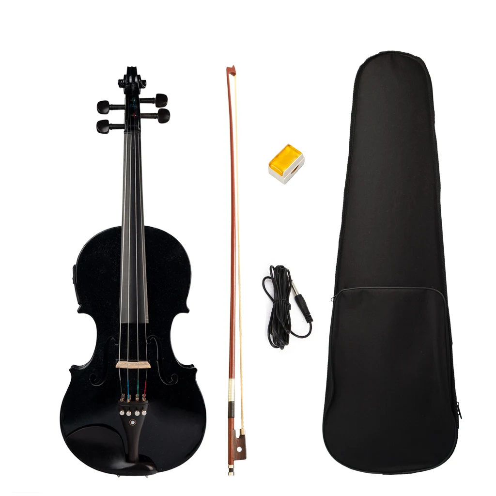 

4/4 Full Size Violin Fiddle Acoustic Violin Solid Wood Body Ebony Accessories Black Acoustic Violin