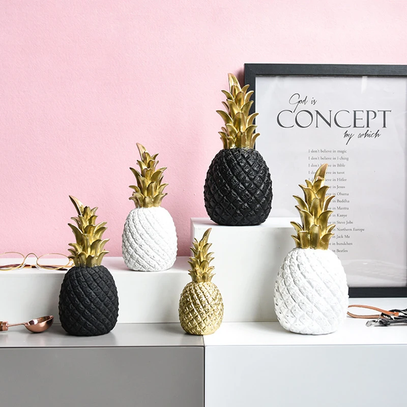 Gold Pineapple Resin Home decor Nordic Creative Fruit decoration accessories for living room hogar moderno adornos para casa