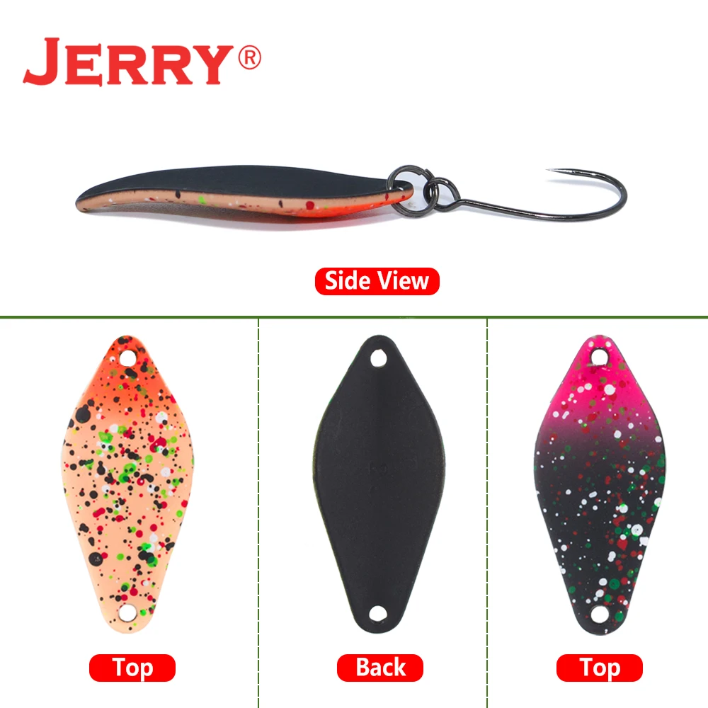 Jerry 2.5g wysokiej jakości przynęty na pstrągi Mini mosiężne łyżki wędkarskie przynęta słodkowodna Spinner Bait Pesca kwiaty bombki pojedyncze haczyki — zdjęcie 3