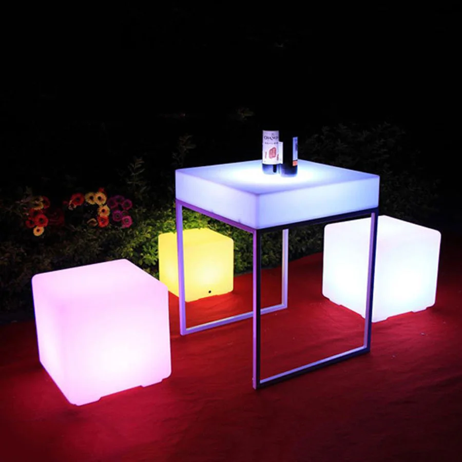 20CM Rechargeable LED Table Night Lights Waterproof Cube Garden Light with Remote RGB Color Changed Patio Pool Party Chair Lamp