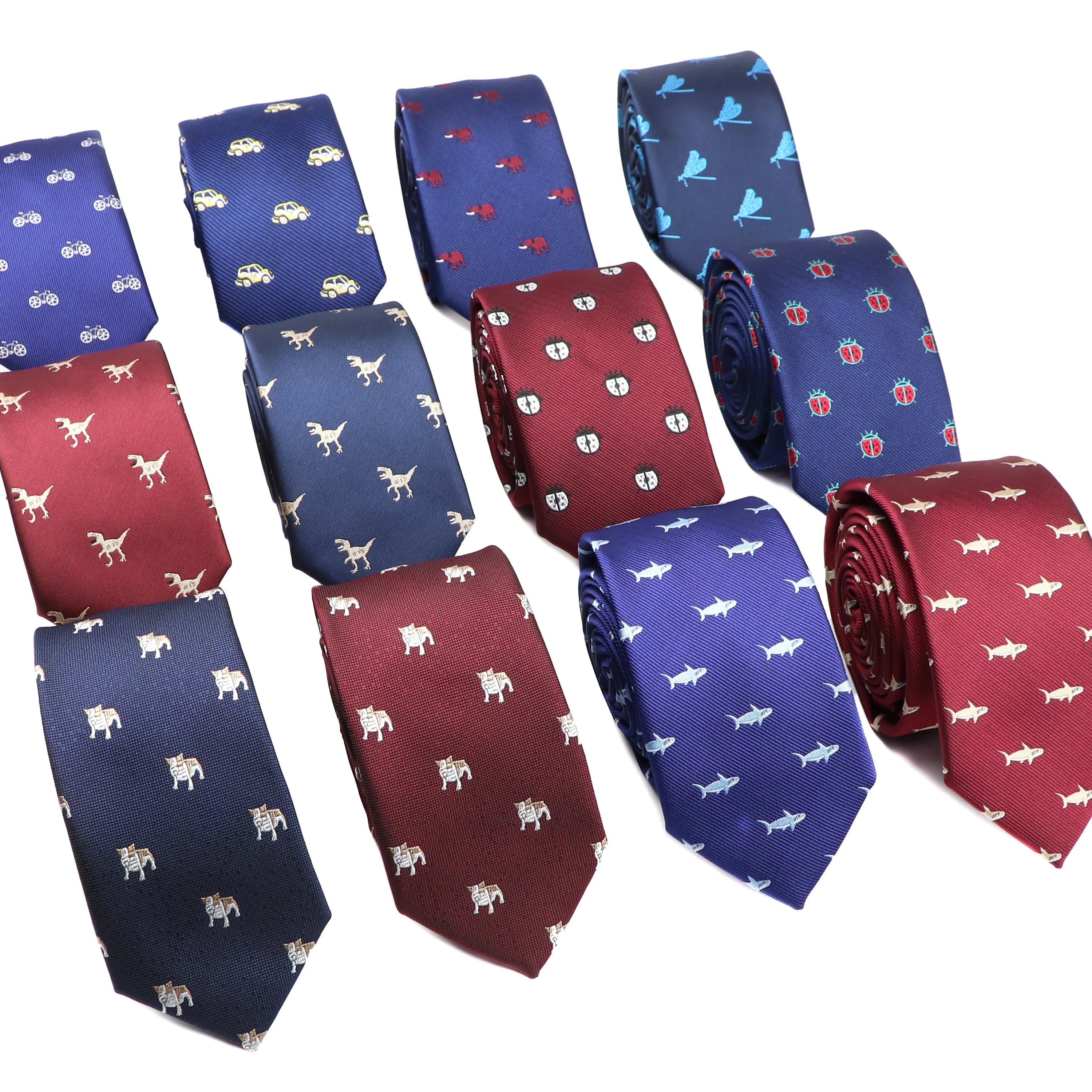 Fashion Tie Men\'s Tie Red Blue Print Cartoon Cat Car Neckties Accessories Daily Wear Cravat Wedding Party Original Gift For Man