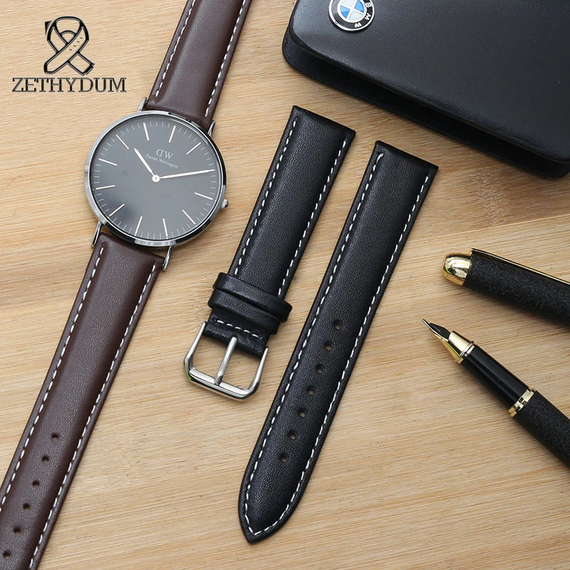 Plain calfskin strap handmade leather watchband 12 14 16 18 19 20 21 22 23 24mm stitched High Quality Universal leather bracelet