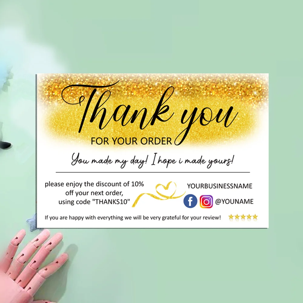 Business Thank You Insert Card, Gold Thank You for Your Order, Modern Insert Card Packaging, Support Small Businesses