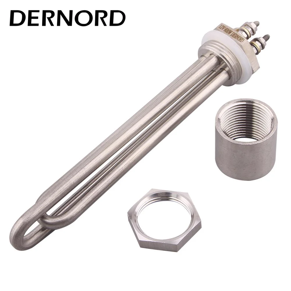 DERNORD Heater 12V DN25 Tubular Electric 600w 400w 300w 200w 100w Solar Immersion  Water Heating Element Resistance Camper