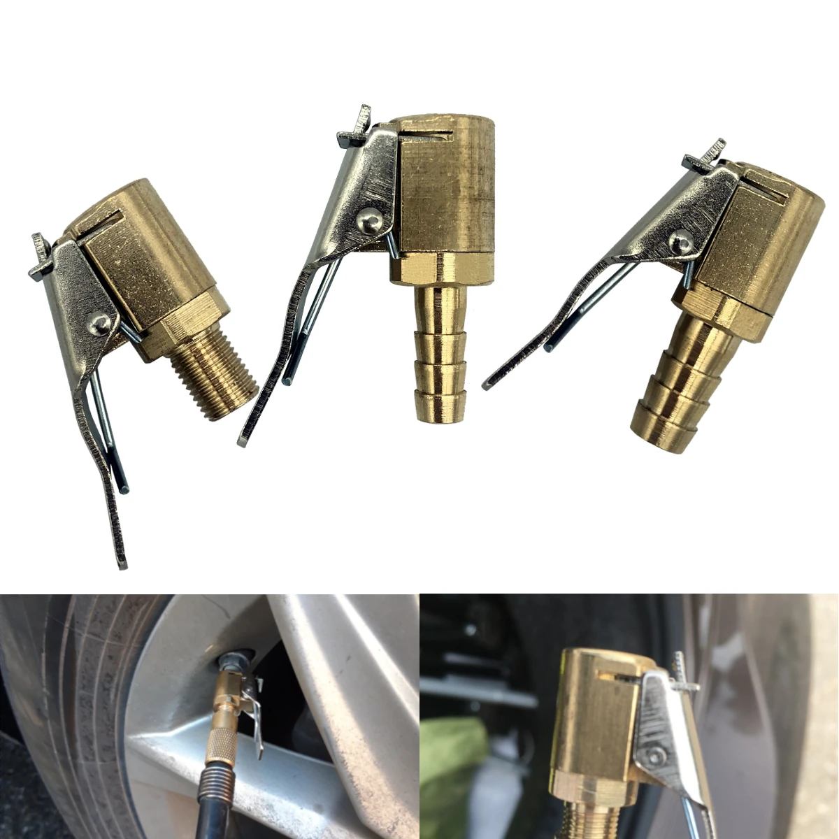 Car Tire Air Pump Thread Nozzle Adapter Chuck Clip Auto Wheel Tyre Air Inflator Valve Connector 6mm 8mm Clamp Head Brass