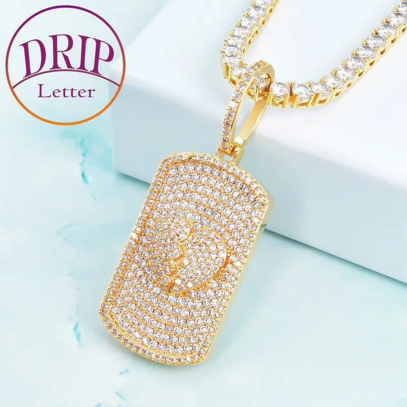 Broken Heart Rectangular Pendant For Men's Women Hip Hop Gold Color Cubic Zircon Necklace Rock Jewelry