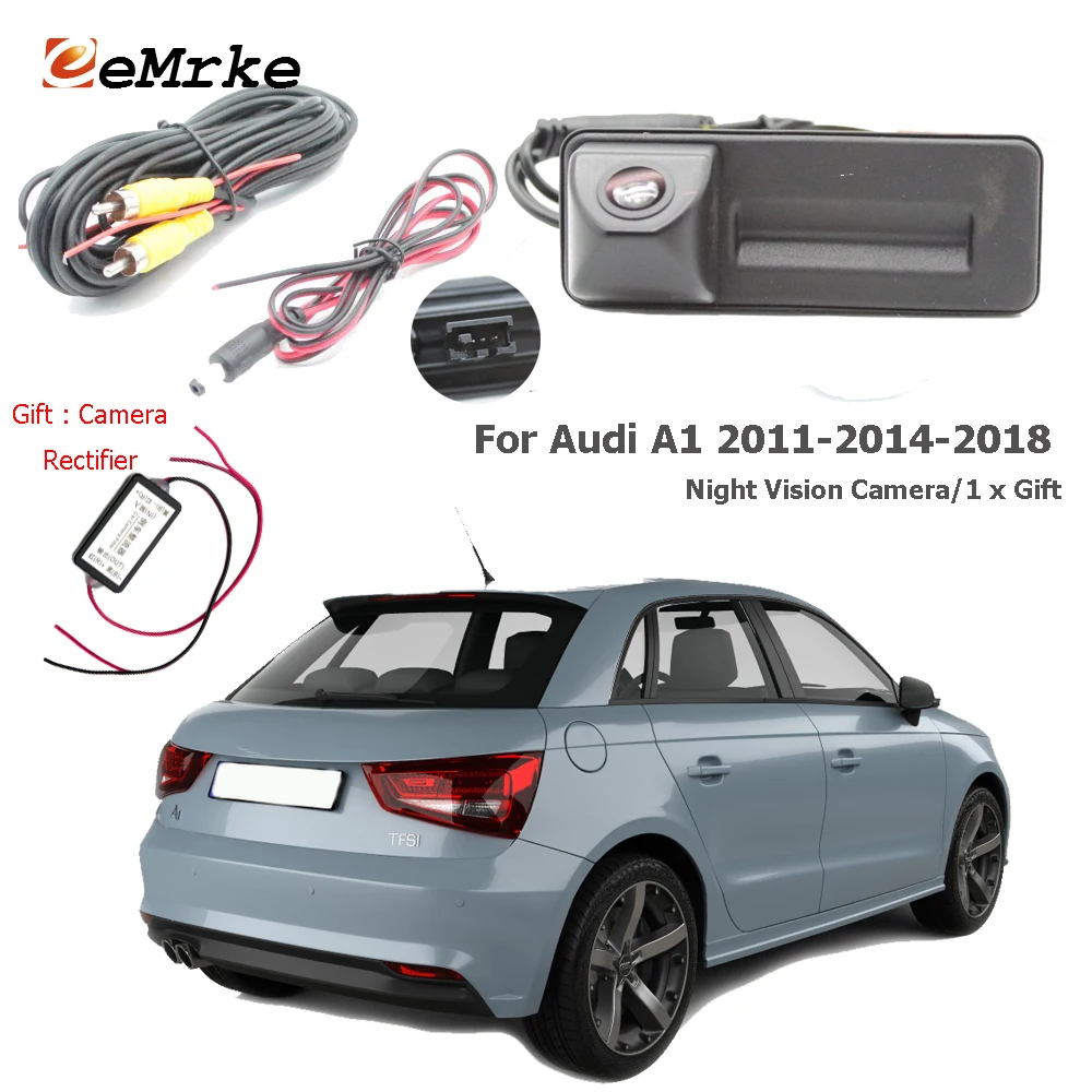 EEMRKE  Trunk Handle Camera for Audi A1 2011 to 2018 Replace 5J0827566E CCD HD Night Vision Car Rear Camera