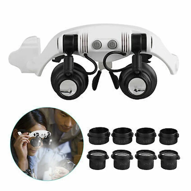 

Microblading 5 Lens Adjustable Loupe Headband Magnifying Glass Magnifier With LED Light Lamp For Makeup Tattoo Supplies