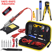 JCD Soldering iron kit with Wire Stripper 220V 80W LCD solder welding tools Ceramic heater Multifunctional Stripping Pliers