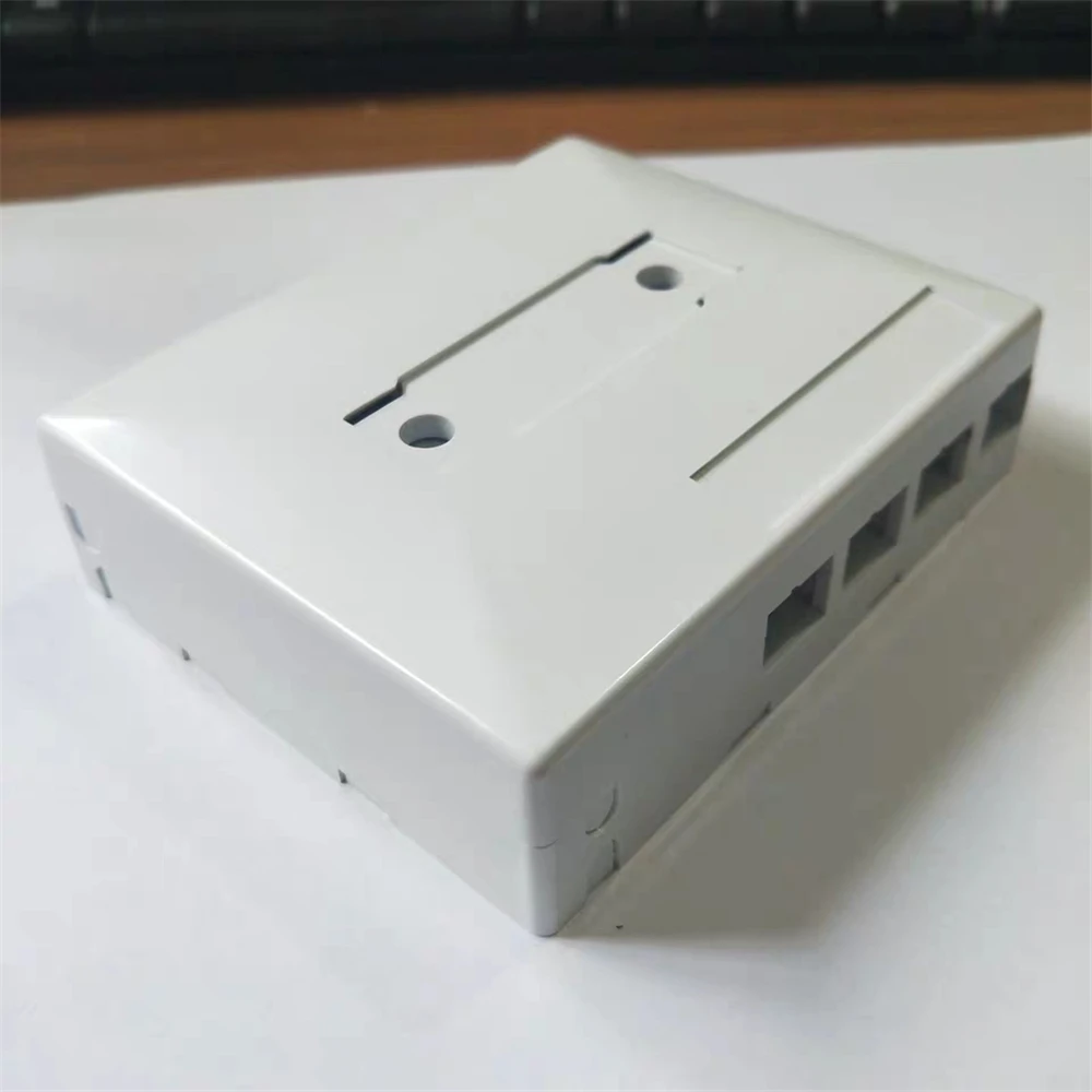 ABS Desk Junction Box, 4 Port FTTH Terminal Box, Gray, White, 4 Cores SC Fiber Optic Plastic Box, Patch Panel ELINK, 20Pcs