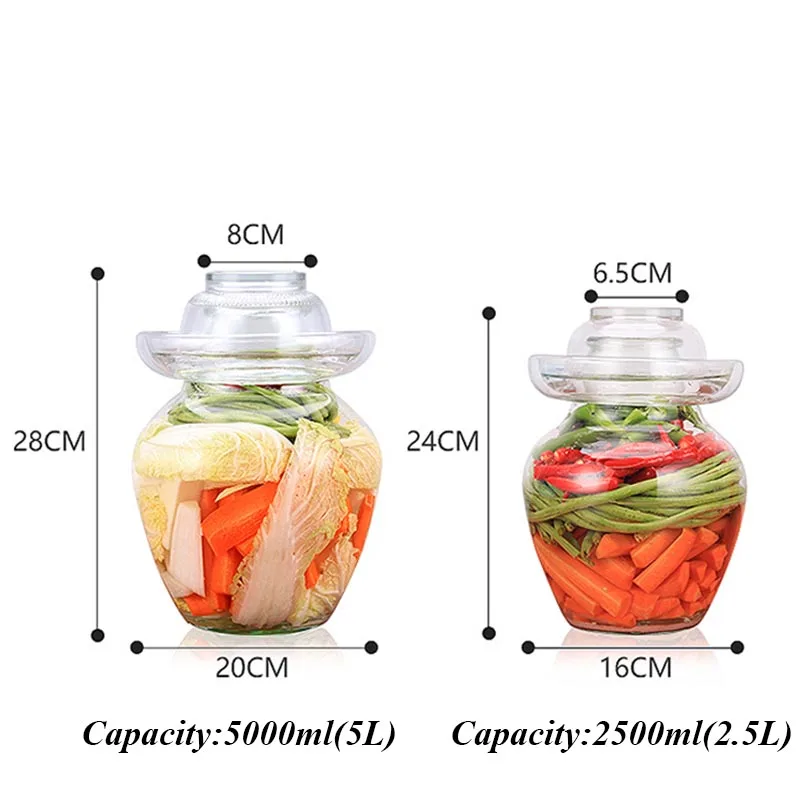 2500/5000ml Transparent Glass Pickle Jar Korean Japanese Cabbage Pickled Pickling Jars Kimchi Container Food Sealed Storage Tank