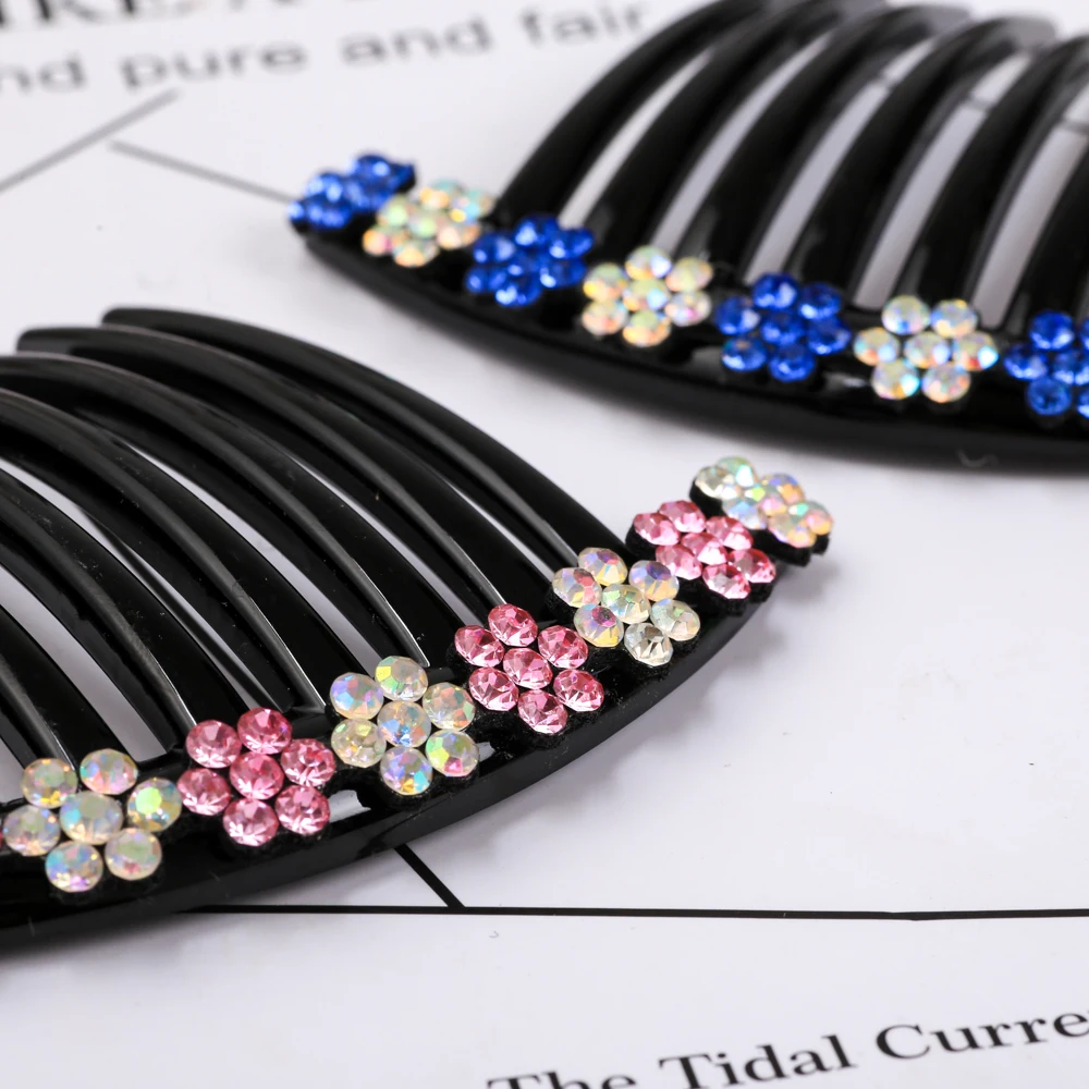 Crystal Rhinestones Flower Hair Combs Clip Vintage Hairpins Bridal Wedding Headdress Women Hair Accessories Disk Headwear