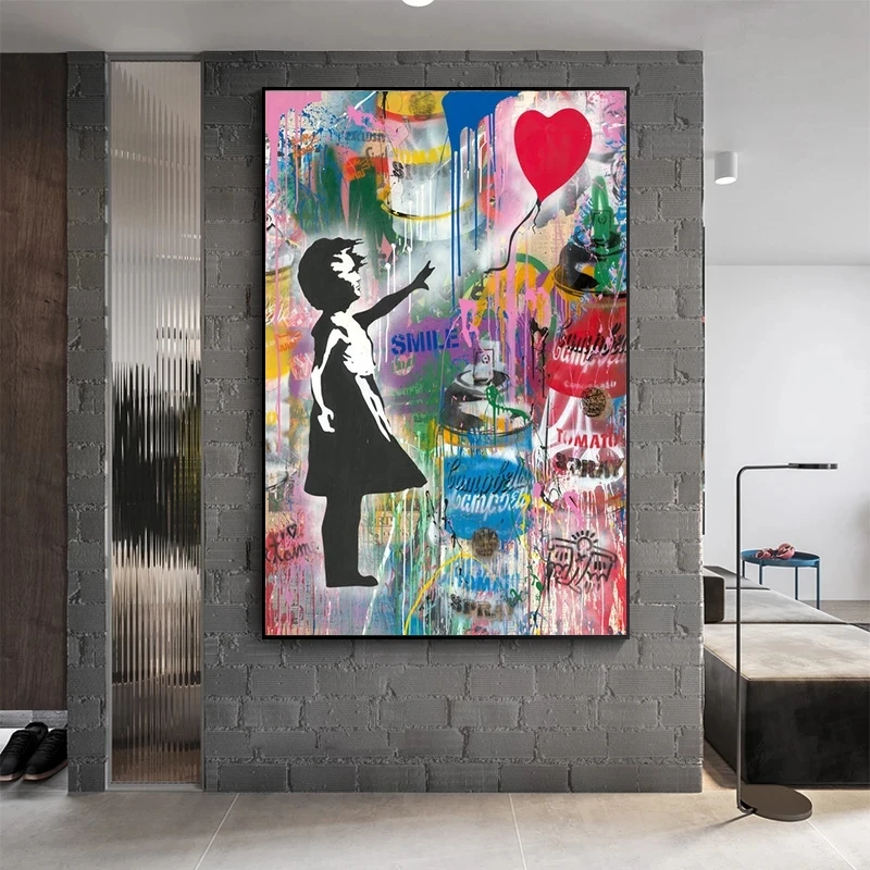 

Street Graffiti Art Banksy Art Pop Art Canvas Painting Cuadros Posters Wall Art for Living Room Home Decor (No Frame)