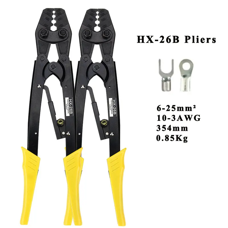 Colors Crimping tools pliers for non-insulated terminals Japanese style Self-locking capacity 6mm2-25mm2 electrical hand tools