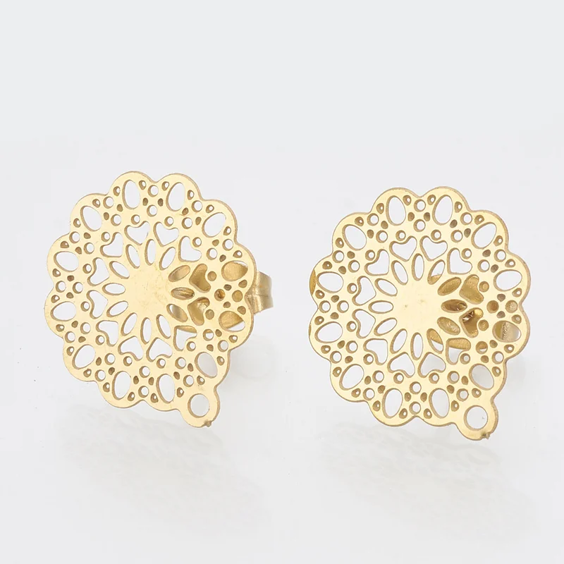 10pcs stainless steel Pin Findings Stud Earring Basic Needle Post Stoppers For Hollow flower DIY Accessories For jewelry making