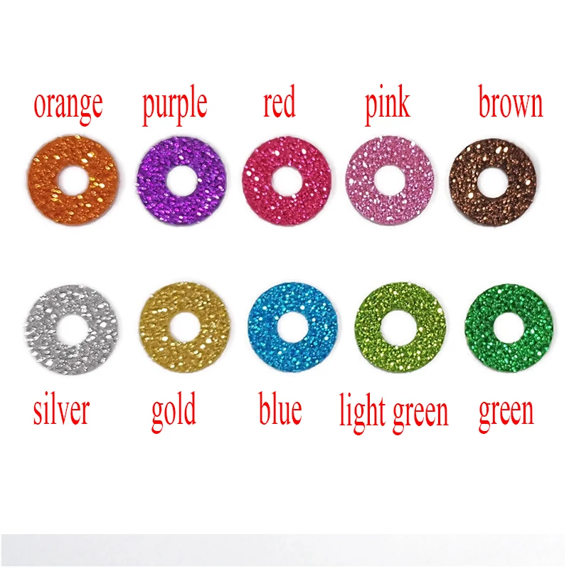 20pcs/lot 10color 10-30mm tiny round plastic clear toy safety eyes + glitter Nonwovens + white hard washer