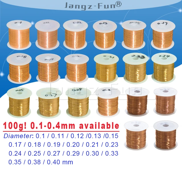 100g drut miedziany emaliowany poliuretanowo lakierny średnica od 0,1 mm do 0,4 mm QA-1/155 2UEW do zworki przewodu transformatorowego