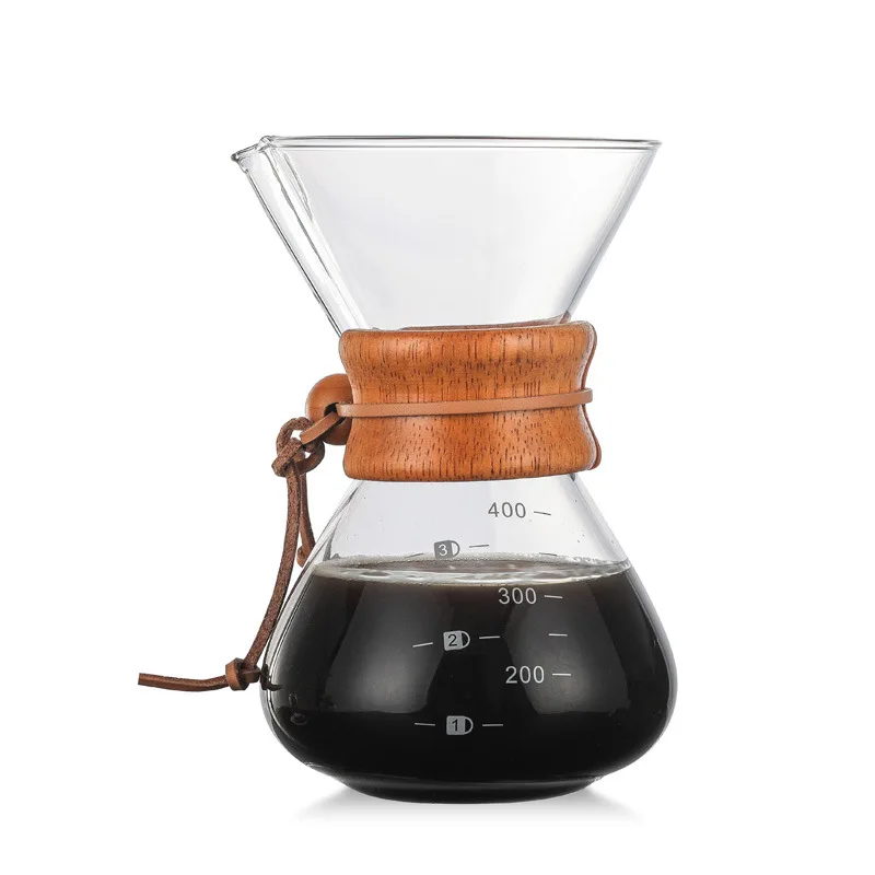 YOMDID 400ml Heat Resistant Manual Coffee Pot Practical Coffee Maker Paperless Reusable Stainless Steel Filter Glass Coffee Pot
