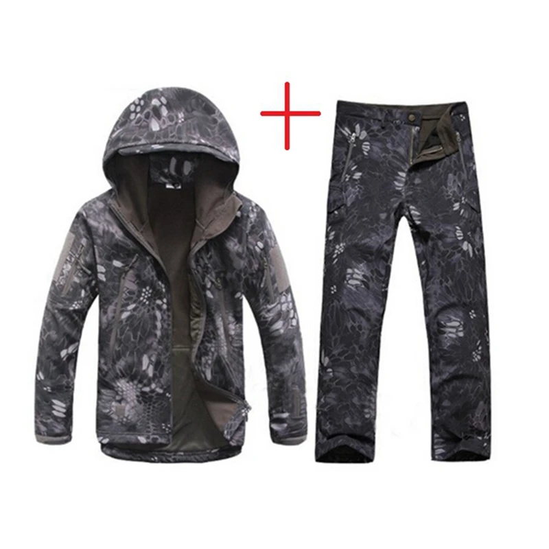 Tactical Shark Skin V5.0 Softshell Jacket Pants Windbreaker Waterproof Hoodie Clothes Hunting shooting Camo Suit Coat