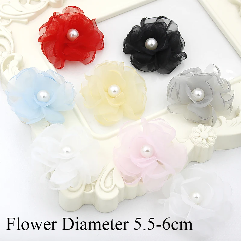 Gasa de perlas para costura hecha a mano, accesorios decorativos de flores para manualidades, apliques para zapatos de boda, sin Clip, 1 unidad