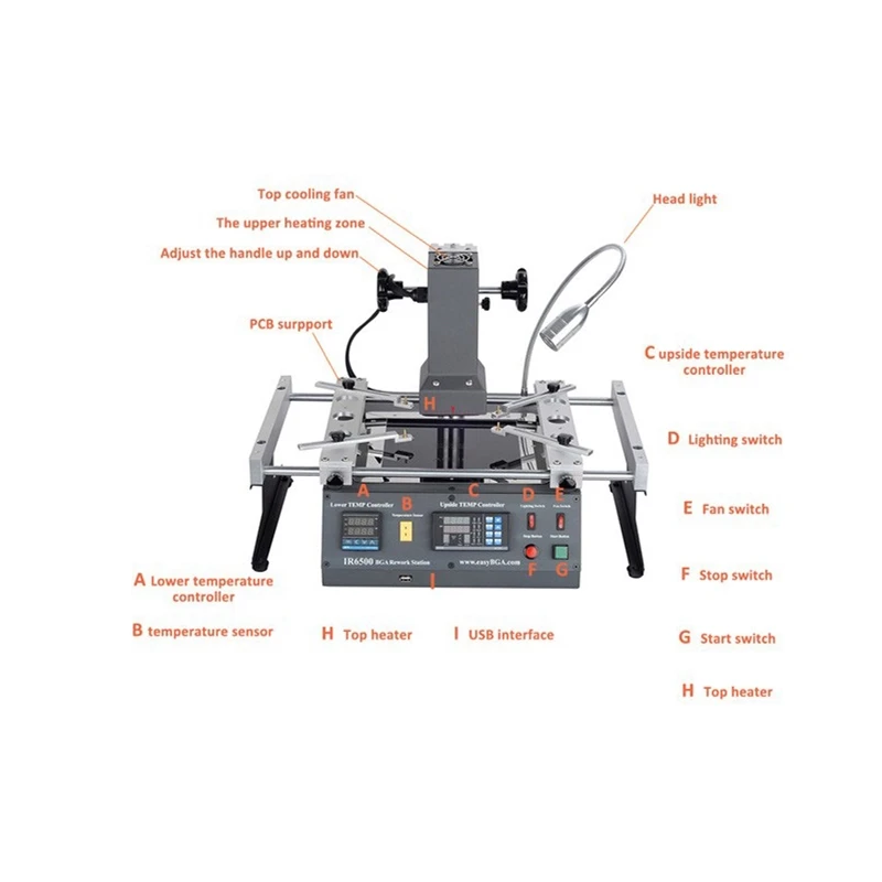 ACHI IR6500 Infrared BGA Soldering Rework Station For Motherboard Chip PCB Refurbished Repair System With Brush Scraper Glove