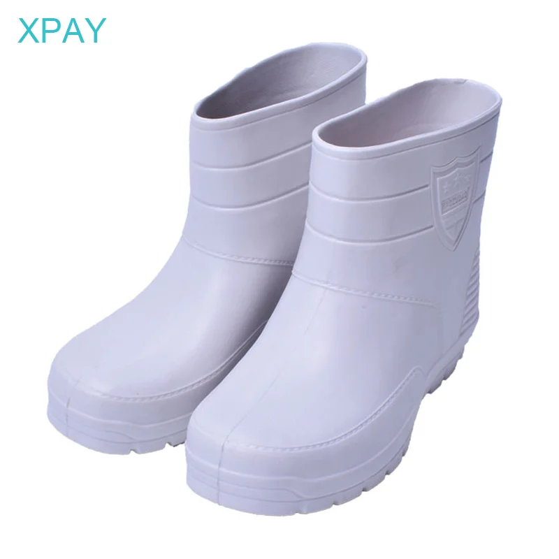 White Low barrel men\'s rain boots food processing EVA lightweight 18cm height acid-resistant suit for who fishing hike