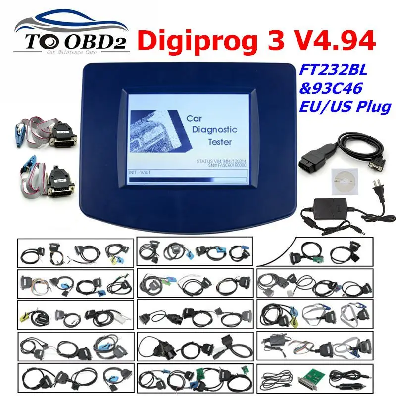 

Digiprog3 Full set Digiprog 3 V4.94 programmer DigiprogIII with FTDI Chip Mileage Tool for Many Cars With EU/US Plug good qualit