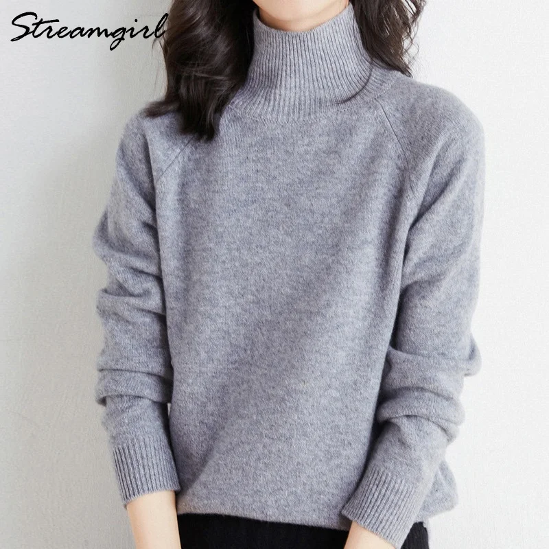 Gray Basic Winter Turtleneck Sweater Women Knit Pullovers Women\'s Jumpers Autumn Women\'s Turtleneck Sweaters Winter 2023 Office