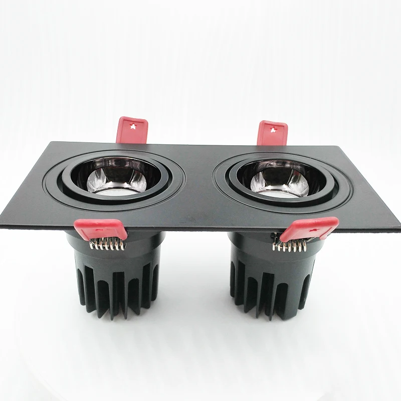 Pojedyncza/podwójna głowica LED wpuszczana ściemniająca oprawa led typu Downlight 7W 14w 12w 24w COb LED punktowa przeciwodblaskowa oświetlenie led