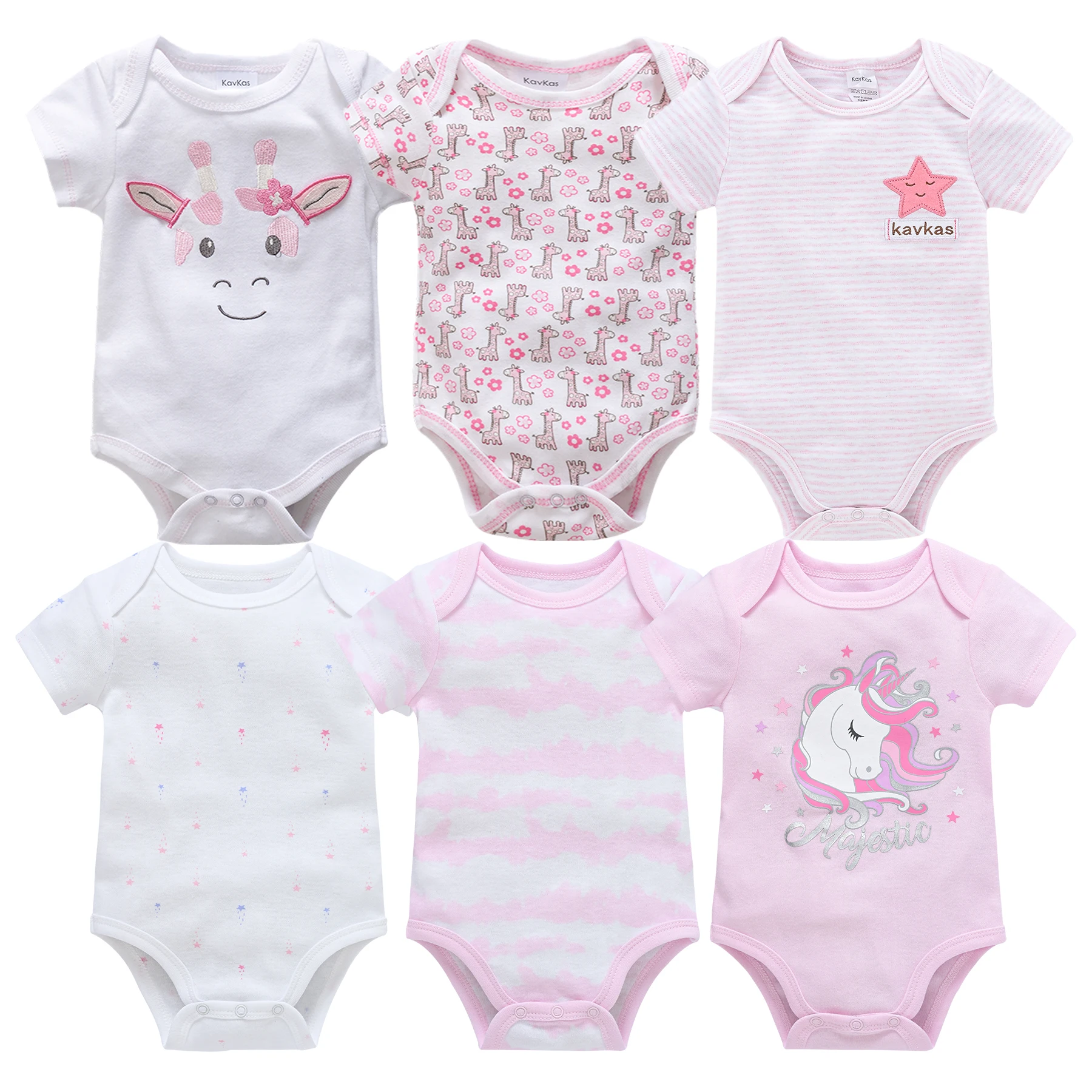 

2021 6PCS Baby Girls Clothes Unicorn Girls Clothing Unisex Bodysuits Baby Girls Clothes 0-12M Newborn 100%Cotton Roupas de bebe