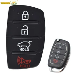 Rubber Car Key Cover Pad For Hyundai Tucson Santa fe / ix45 Sonata i40 4 Button Repair Car Key Shell Replacement Fob Case Skin