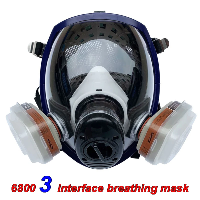 

Spherical 6800 respirator gas mask 3 ports Multifunction Super clear Sealed protective mask Spray paint Organic gas Safety mask