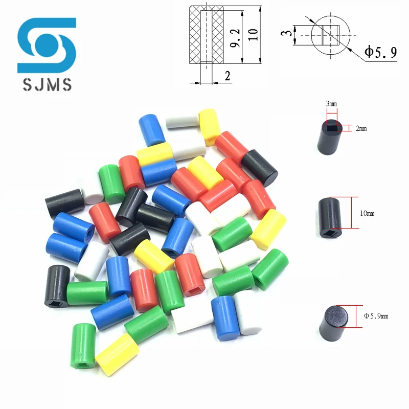 100Pcs A04 Switch Caps Tactile Push Button Switch Cap 6*10mm Applies to 5.8*5.8 7*7 8*8 8.5*8.5 Self-Locking Switch Button Cap