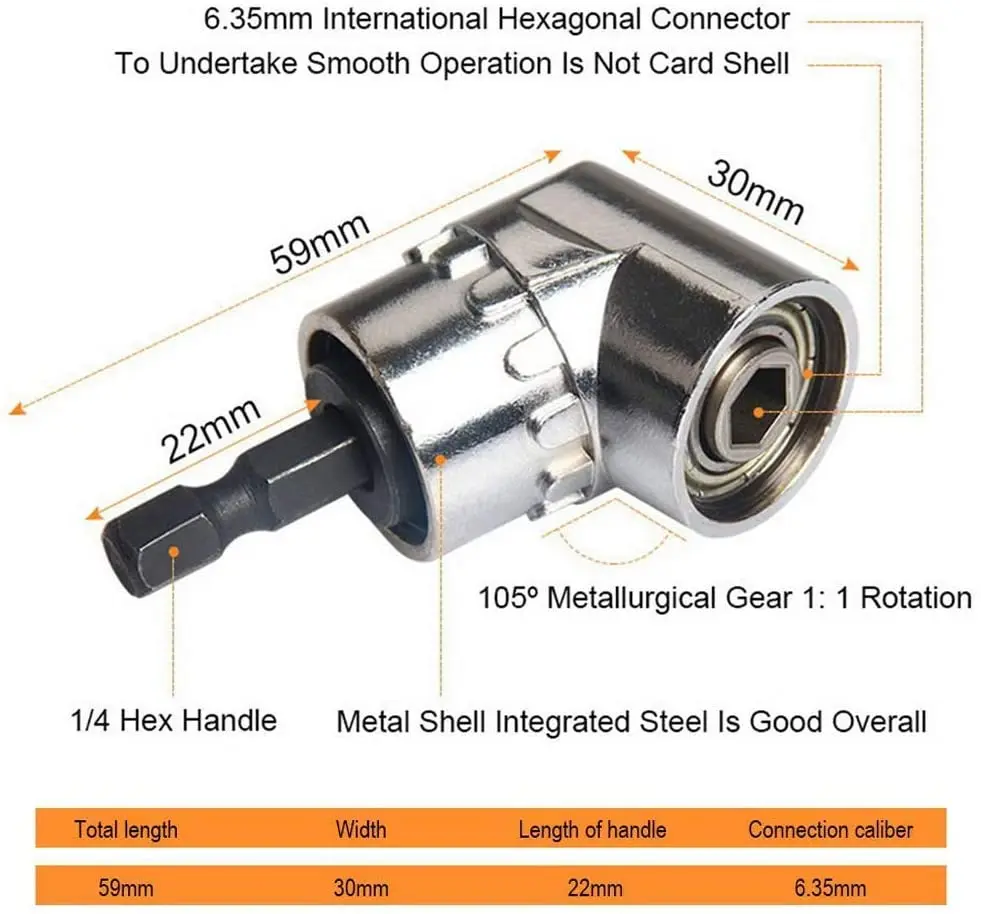 7mm-19mm Universal Socket Grip Ratchet Wrench Power Drill Adapter & 105 Degree Right Angle Driver Extension Power Drill B