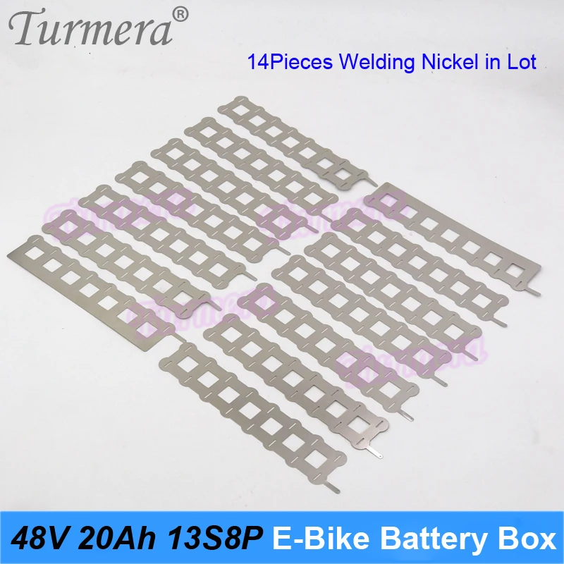 Turmera 48V 20Ah E-Bike Battery Storage Box with Handdle 13S8P 18650 Battery Holder Bracket 13S 15A BMS for 52V Electric Car Use