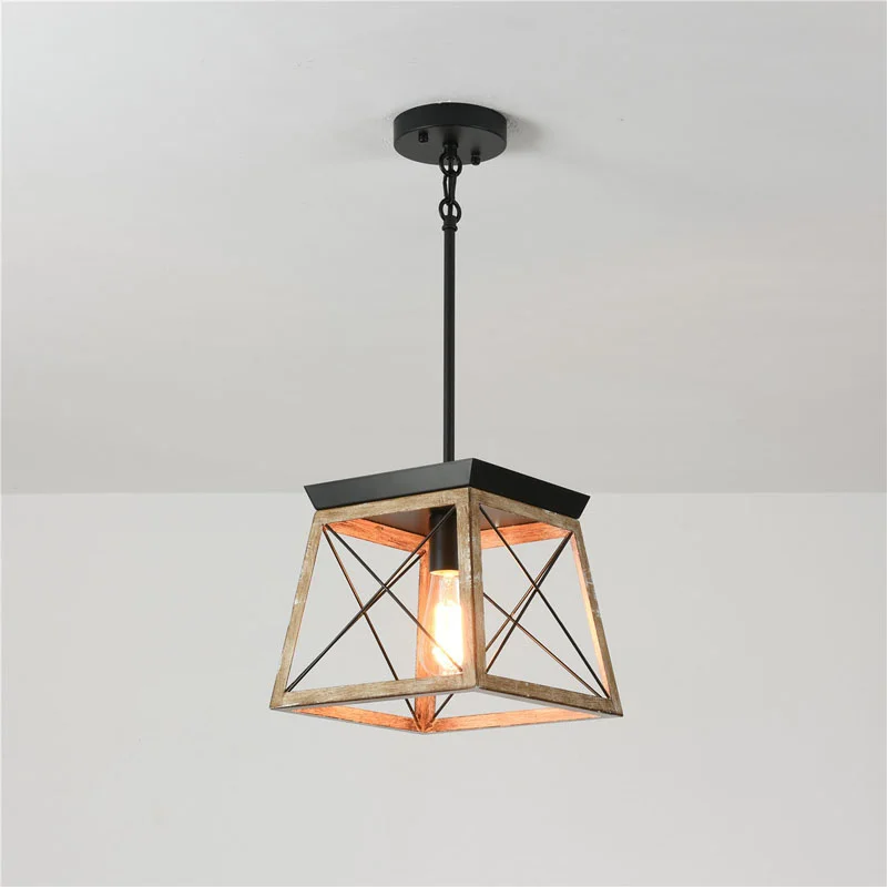 American Industrial Retro Metal Square Single Head Chandelier Kitchen Corridor Corridor Corridor Dining Room Lamp Entrance Chand