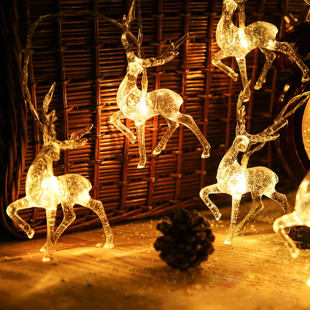 Deer LED String Light USB Battery Power Christmas LED Lamp String Deer Reindeer Holiday Festivals Xmas Party Decoration 1.5m 3m