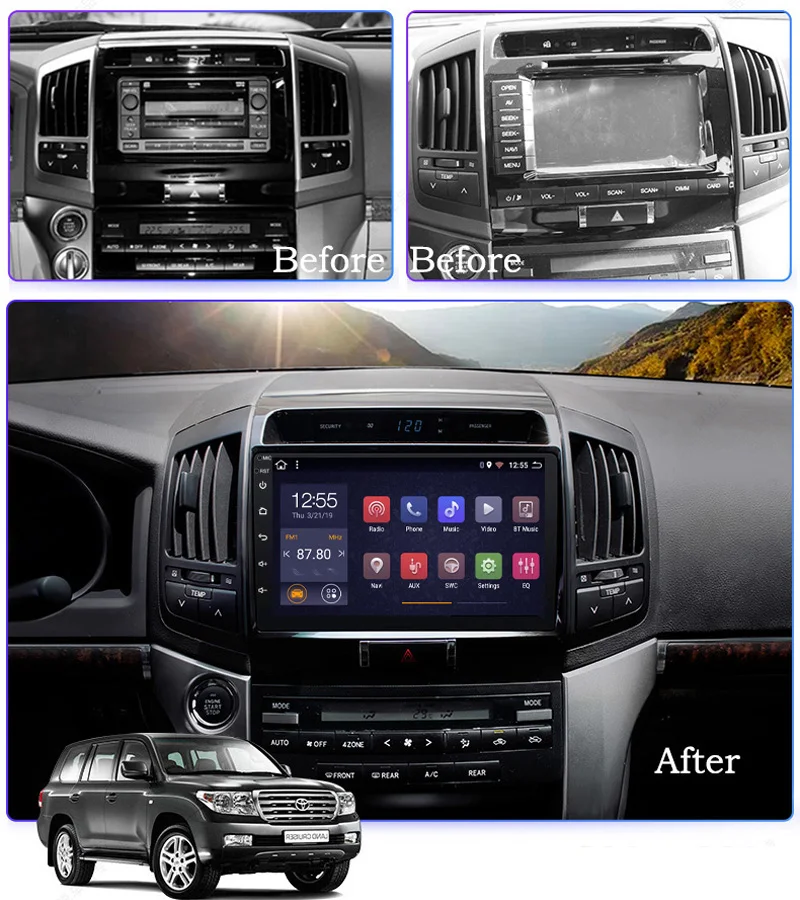 Car Radio Multimedia Player GPS Navigation System Android For Toyota Land Cruiser 11 200 2007-2012 Accessory No 2 Din