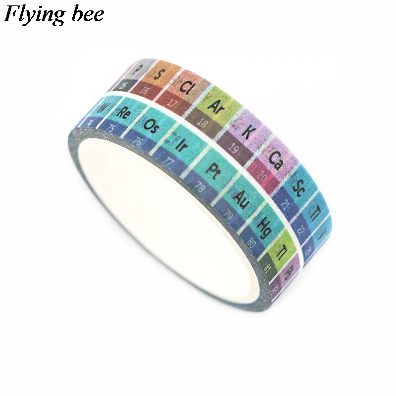 Flyingbee 15mmX5m Paper Washi Tape periodic table of the elements Adhesive Tape DIY Scrapbooking Sticker Tape X0599