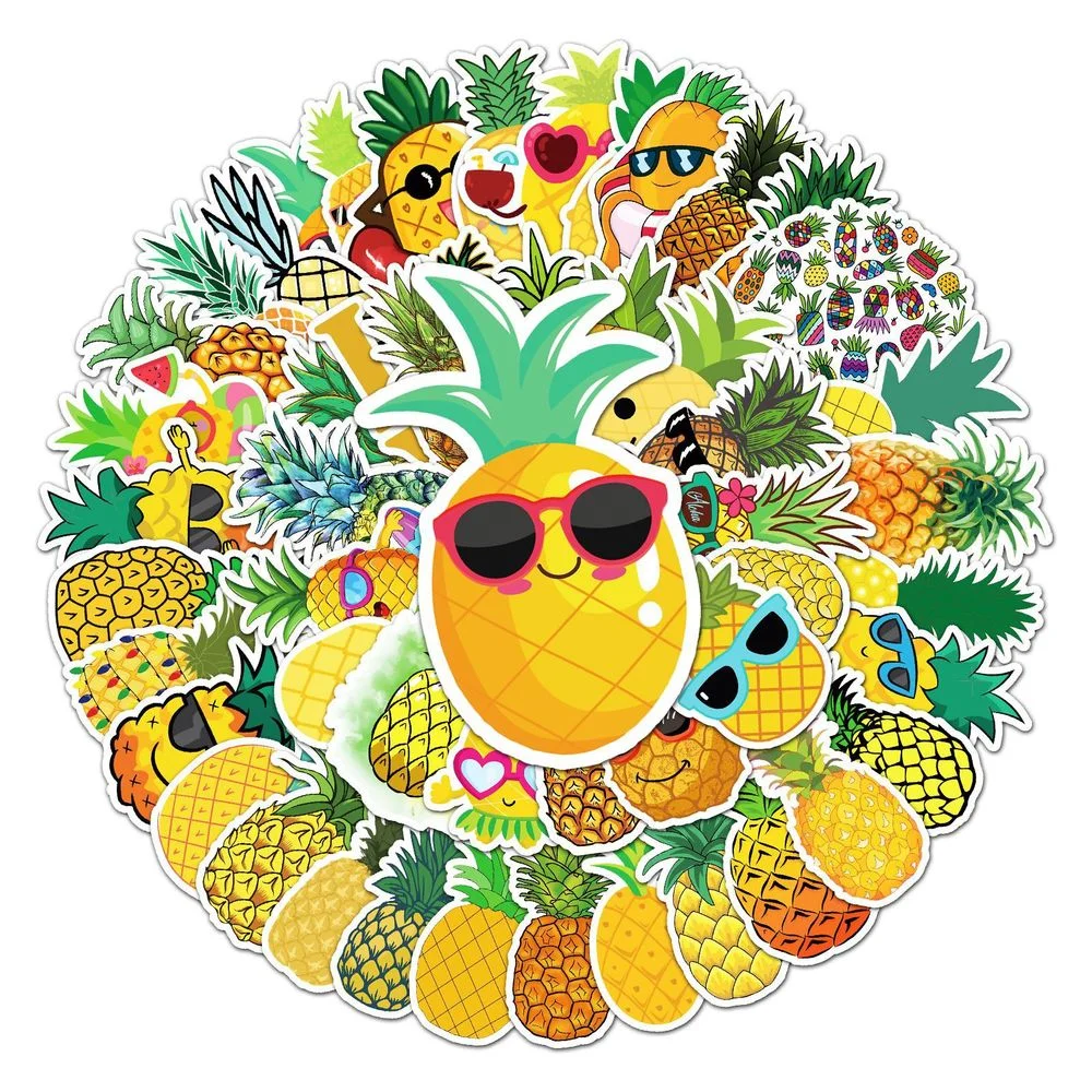 10/50PCS Cute Pineapple Sticker for Children Luggage Laptop Skateboard PVC Cartoon Decal Stickers