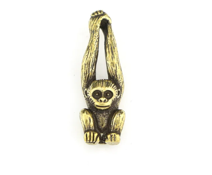 Vintage Brass Monkey Copper Craft Pendant Keychain Ring Ornament Miniature Fitting Decorative Accessory