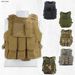 Gilet anfibio mimetico Body Armor caccia softair Tactical Molle Vest Combat Training Vest