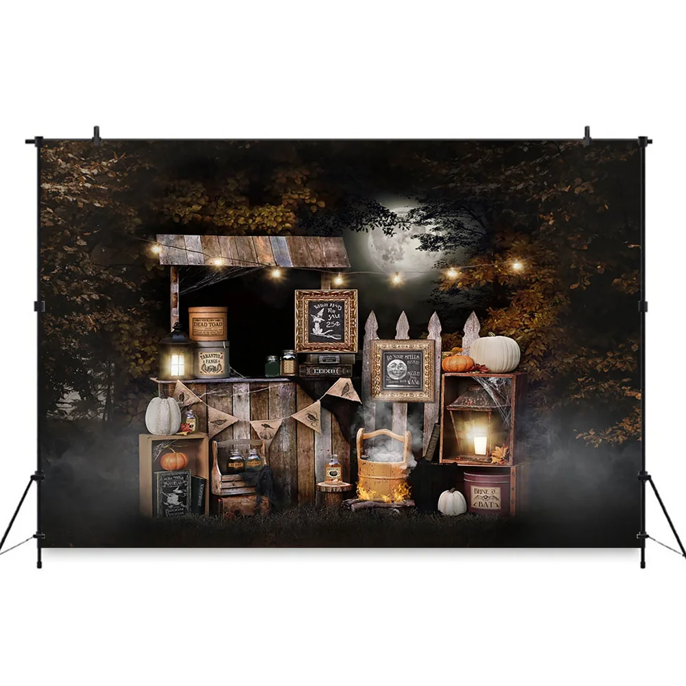 할로윈 사진 배경 나무 문 배경 끔찍한 밤 침묵 나무 파티 배경 Photobooth