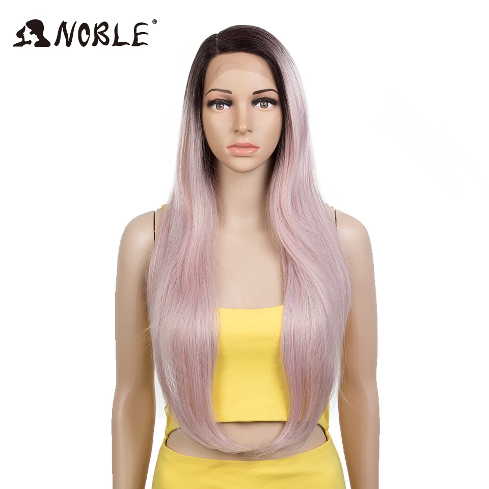 Noble Noble Synthetic Lace Wig Long straight Side Part Lace Wig 28 Inch 613 Lace Ombre Blonde Wig Heat Resistant Wigs For Black