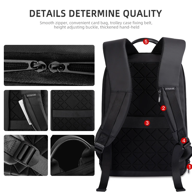 Heroic Knight Slim Laptop Backpack Men 15.6 Inch Thin Back Pack Office Work Men Backpack Business Bag Unisex Black Mochila