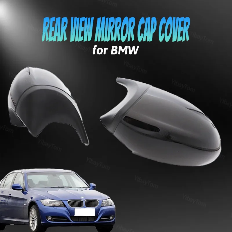 M Style Black Rearview Mirror Cover Caps Horn Shape 2pcs Replacement for BMW 1 3 Series E81 82 87 99 90 91 92 93